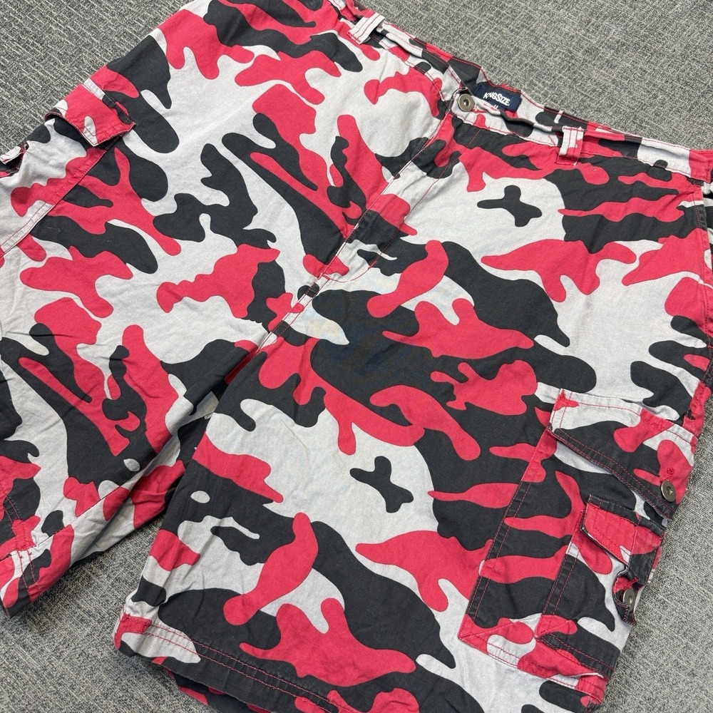 King Size Cargo Shorts Mens 48 Big Red Camo Military Utility Elastic Waist